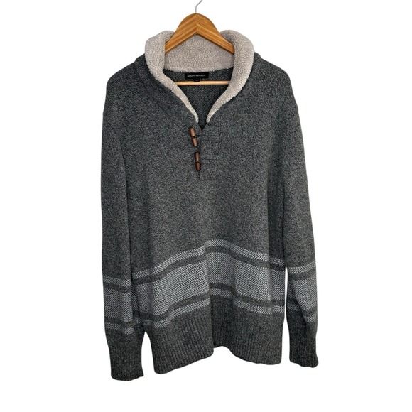 Banana Republic Other - Banana Republic Mens Sweater XL Gray Wool Toggle Button Faux Fur Heritage